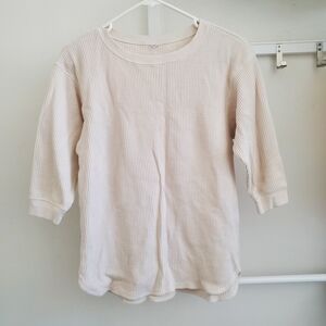 Uniqlo Cream Waffle Knit Long Sleeve Top